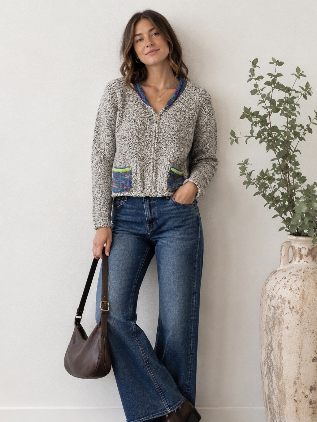 Vintage Ani Barrie Speckled Full Zip Cardigan Sweater